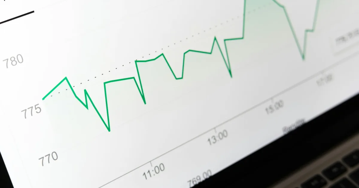 A line chart climbing across a screen